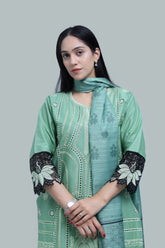 Premium 3-Piece Embroidered Cotton Suit – Soft Fabric with Boring Work | Naqshé